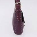 FENDI Selleria Mamma Baguette Shoulder Bag Leather Purple Silver Auth am12005SAM-4