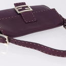 FENDI Selleria Mamma Baguette Shoulder Bag Leather Purple Silver Auth am12005SAM-6