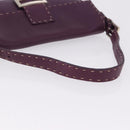 FENDI Selleria Mamma Baguette Shoulder Bag Leather Purple Silver Auth am12005SAM-7