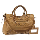 BALENCIAGA The Giant City Hand Bag Leather 2way Beige 281770 Auth am12006A-1