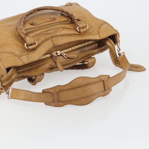 BALENCIAGA The Giant City Hand Bag Leather 2way Beige 281770 Auth am12006A