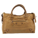 BALENCIAGA The Giant City Hand Bag Leather 2way Beige 281770 Auth am12006A-13
