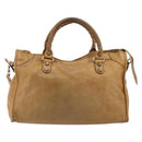 BALENCIAGA The Giant City Hand Bag Leather 2way Beige 281770 Auth am12006A-2
