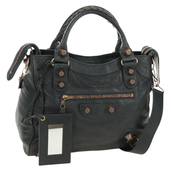 BALENCIAGA Giant Vero Hand Bag Leather 2way Gray 263244 Auth am12009SAM
