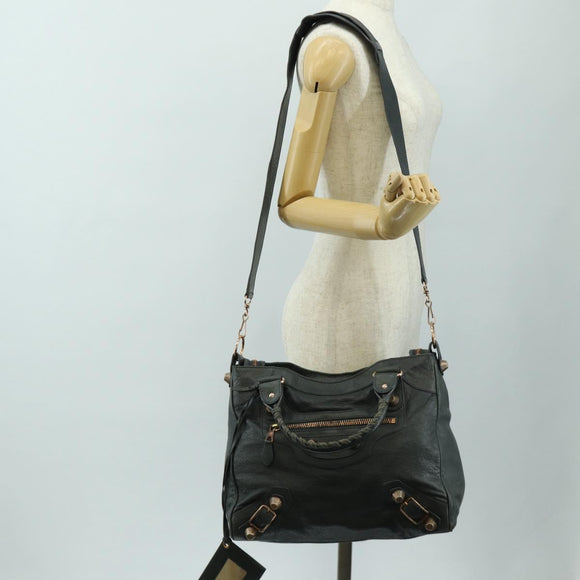 BALENCIAGA Giant Vero Hand Bag Leather 2way Gray 263244 Auth am12009SAM