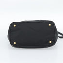 PRADA Hand Bag Nylon Leather 2way Black Gold Auth am12012-5