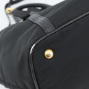 PRADA Hand Bag Nylon Leather 2way Black Gold Auth am12012-17