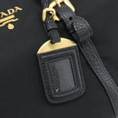 PRADA Hand Bag Nylon Leather 2way Black Gold Auth am12012-18