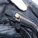 PRADA Hand Bag Nylon Leather 2way Black Gold Auth am12012-23