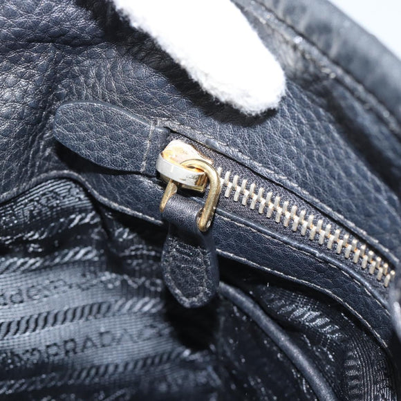 PRADA Hand Bag Nylon Leather 2way Black Gold Auth am12012
