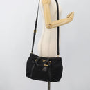 PRADA Hand Bag Nylon Leather 2way Black Gold Auth am12012-26