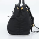 PRADA Hand Bag Nylon Leather 2way Black Gold Auth am12012-3
