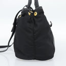 PRADA Hand Bag Nylon Leather 2way Black Gold Auth am12012-4