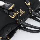 PRADA Hand Bag Nylon Leather 2way Black Gold Auth am12012-6