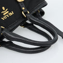 PRADA Hand Bag Nylon Leather 2way Black Gold Auth am12012-7