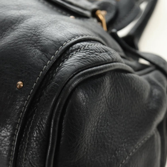 Chloe Paddington Hand Bag Leather Black Gold Silver Auth am12013SAM