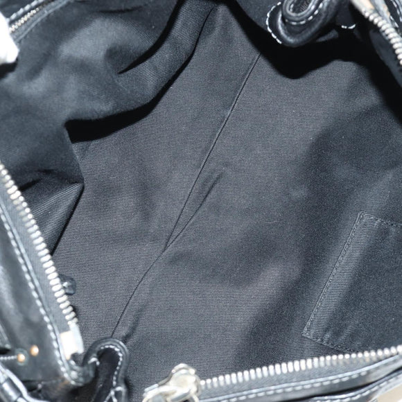 Chloe Paddington Hand Bag Leather Black Gold Silver Auth am12013SAM