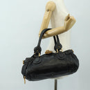 Chloe Paddington Hand Bag Leather Black Gold Silver Auth am12013SAM-24