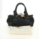 Chloe Paddington Hand Bag Leather Black Gold Silver Auth am12013SAM-25