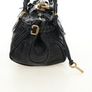 Chloe Paddington Hand Bag Leather Black Gold Silver Auth am12013SAM-5