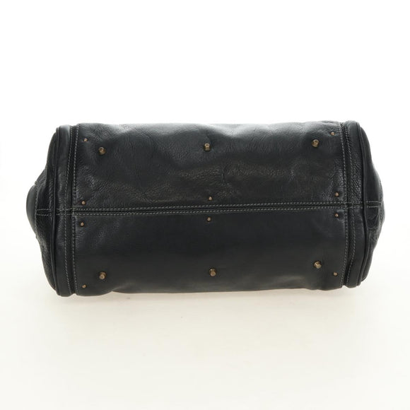 Chloe Paddington Hand Bag Leather Black Gold Silver Auth am12013SAM