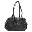 PRADA Tote Bag Leather Black Silver Auth am12015SAV-1