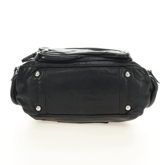 PRADA Tote Bag Leather Black Silver Auth am12015SAV