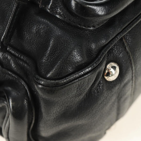 PRADA Tote Bag Leather Black Silver Auth am12015SAV