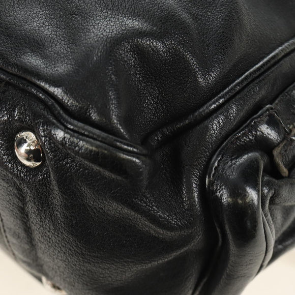 PRADA Tote Bag Leather Black Silver Auth am12015SAV