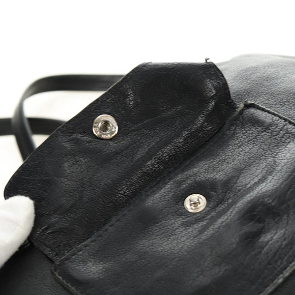 PRADA Tote Bag Leather Black Silver Auth am12015SAV