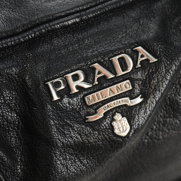 PRADA Tote Bag Leather Black Silver Auth am12015SAV