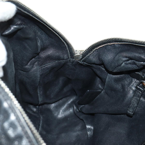 PRADA Tote Bag Leather Black Silver Auth am12015SAV
