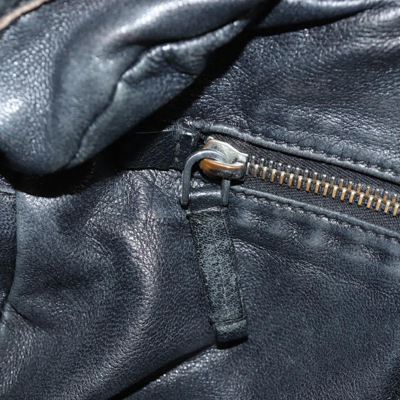 PRADA Tote Bag Leather Black Silver Auth am12015SAV