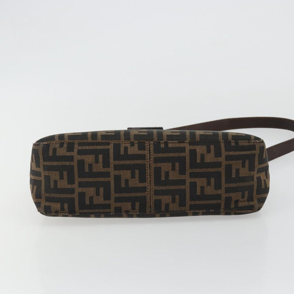 FENDI Zucca Canvas Mamma Baguette Shoulder Bag Brown Black Auth am12016A