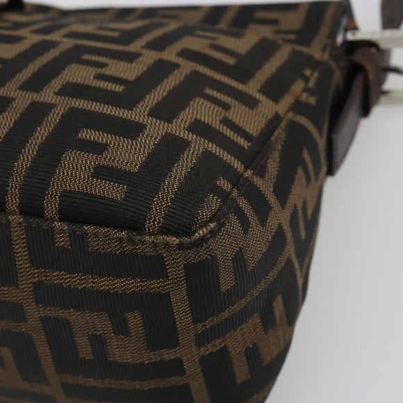 FENDI Zucca Canvas Mamma Baguette Shoulder Bag Brown Black Auth am12016A