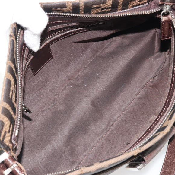 FENDI Zucca Canvas Mamma Baguette Shoulder Bag Brown Black Auth am12016A