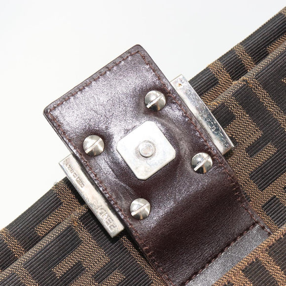 FENDI Zucca Canvas Mamma Baguette Shoulder Bag Brown Black Auth am12016A