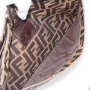 FENDI Zucca Canvas Mamma Baguette Shoulder Bag Brown Black Auth am12016A-26