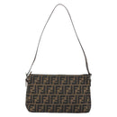 FENDI Zucca Canvas Mamma Baguette Shoulder Bag Brown Black Auth am12016A-2