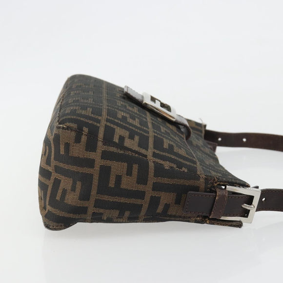 FENDI Zucca Canvas Mamma Baguette Shoulder Bag Brown Black Auth am12016A