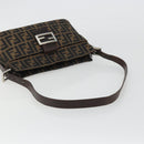 FENDI Zucca Canvas Mamma Baguette Shoulder Bag Brown Black Auth am12016A-8
