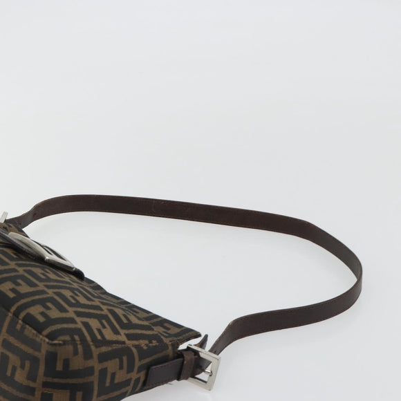 FENDI Zucca Canvas Mamma Baguette Shoulder Bag Brown Black Auth am12016A
