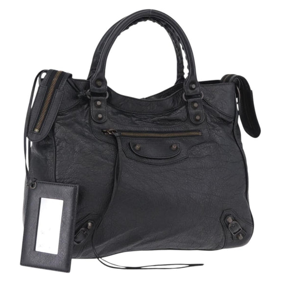 BALENCIAGA The Vero Hand Bag Leather Black 235216 Auth am12018SM