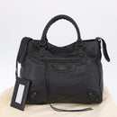 BALENCIAGA The Vero Hand Bag Leather Black 235216 Auth am12018SM-12