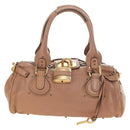 Chloe Paddington Hand Bag Leather Beige Gold Silver Auth am12019V-13