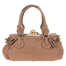 Chloe Paddington Hand Bag Leather Beige Gold Silver Auth am12019V-2