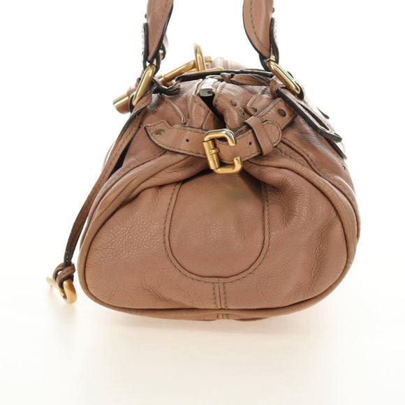 Chloe Paddington Hand Bag Leather Beige Gold Silver Auth am12019V