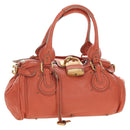 Chloe Paddington Hand Bag Leather Orange Gold Silver Auth am12020SAM-1