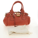 Chloe Paddington Hand Bag Leather Orange Gold Silver Auth am12020SAM-26