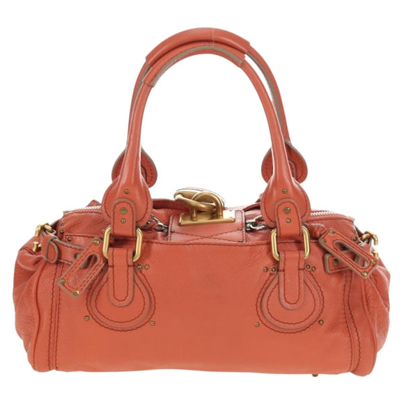 Chloe Paddington Hand Bag Leather Orange Gold Silver Auth am12020SAM